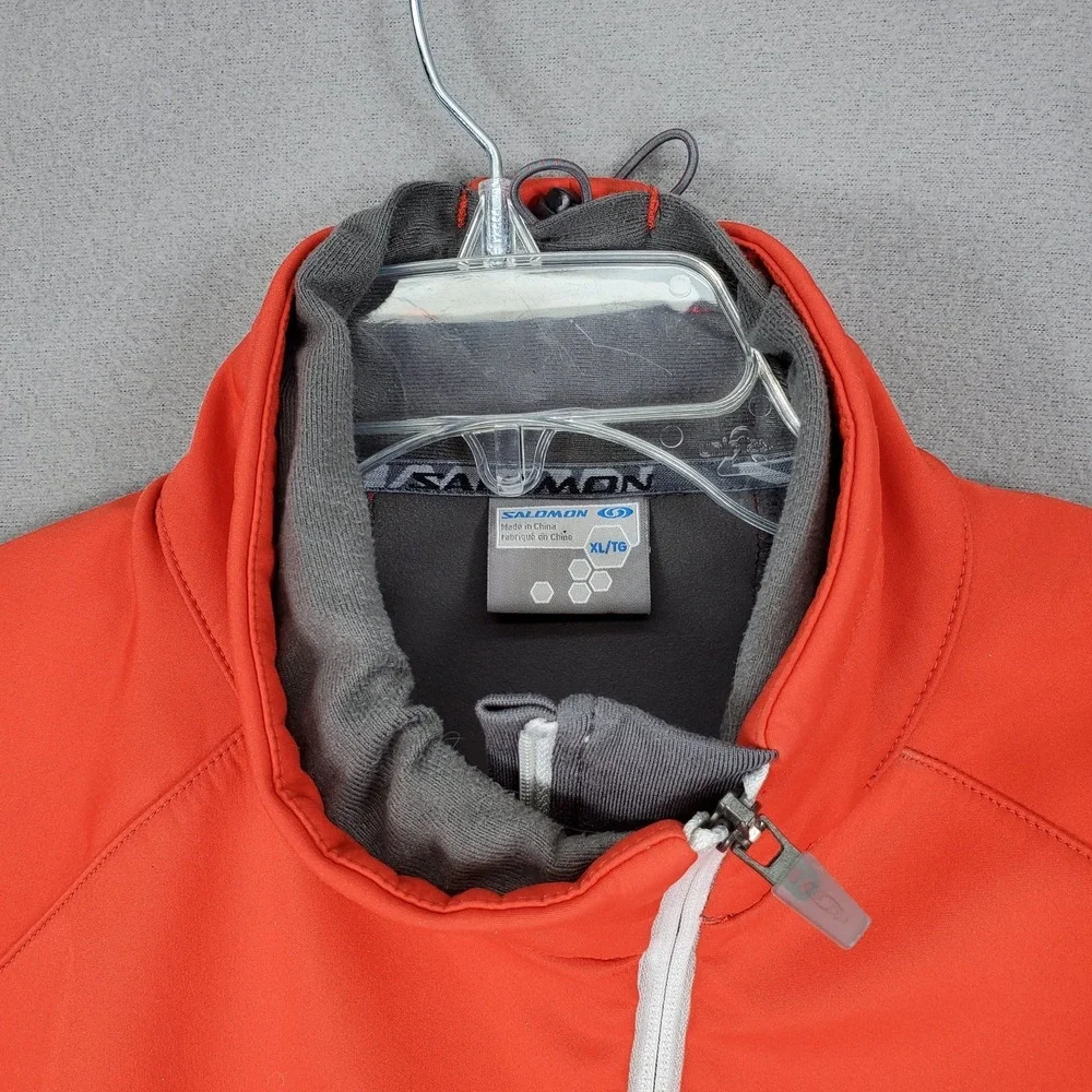 Salomon Jacket Mens XL Red Clima Wind‎ Full Zip Softshell Running Training